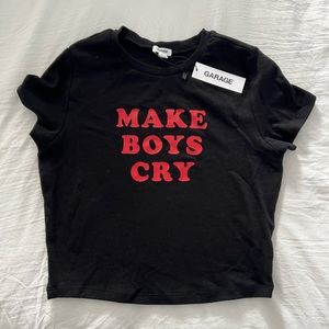 Cropped “make boys cry” tee